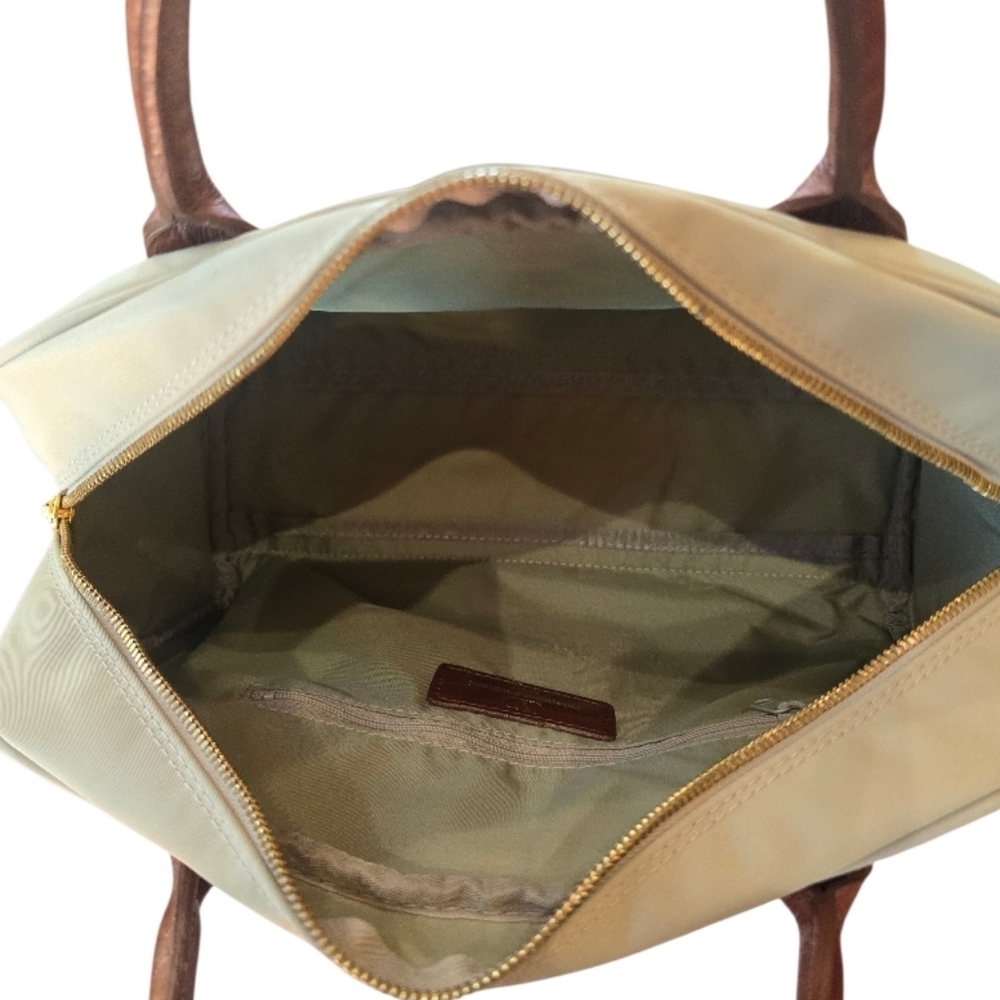 Valentino Garavani Sport Boston Khaki Nylon Brown Leather Trim Satchel - Picture 8 of 14